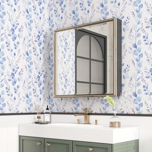 Serene Blue Foliage Botanical Peel and Stick Wallpaper 17.5" x 393" - Image 5