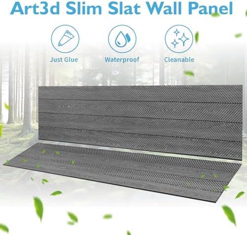 Art3d Herringbone Slim Slat Wall Panels, Weathered Teak - Image 5