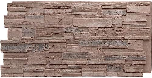 EverStone Cascade Faux Stone Panel, 48 5/8"W x 24 3/4"H x 1 1/4"D, Shasta Color by EkenaMillwork