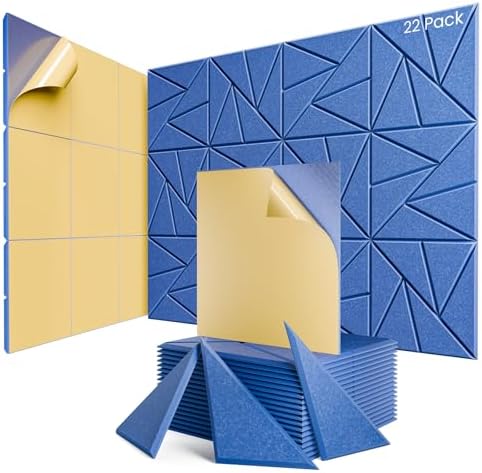 22 Pack Self-Adhesive Acoustic Panels, Sound Proof Foam Panels by ROOME