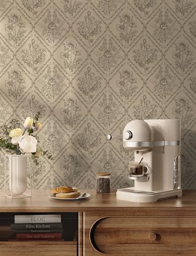 Toduso Vintage Peel and Stick Wallpaper Brown Floral Wallpaper - Image 3