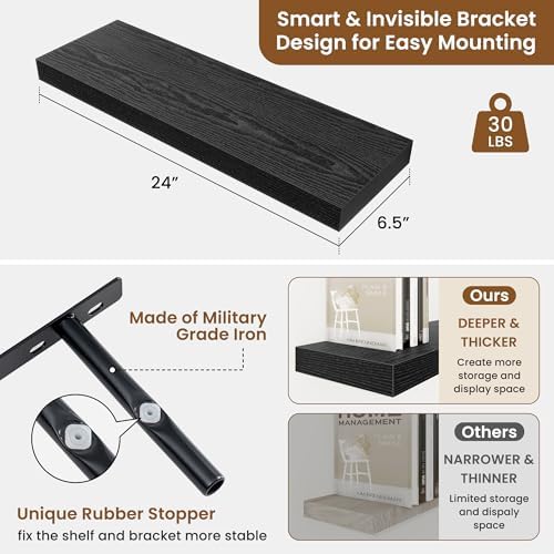 Floating Shelves for Wall, Wall Mounted Wood Shelves - Image 3