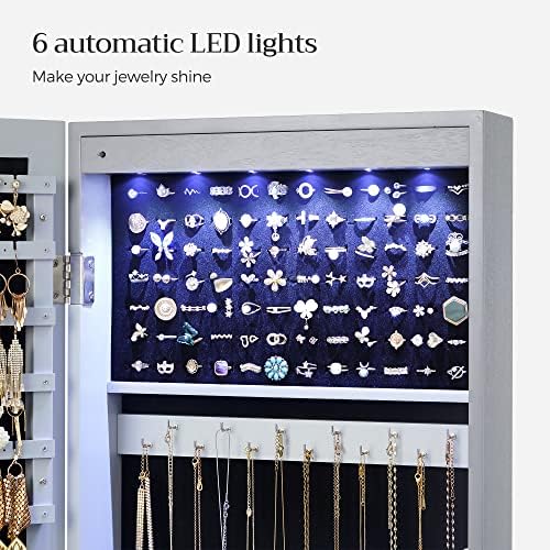 SONGMICS 6 LEDs Mirror Jewelry Cabinet, 47.2-Inch Tall - Image 4