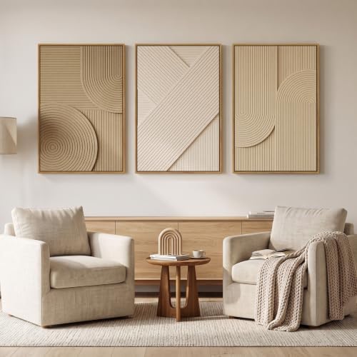 Large Framed Neutral Abstract Wall Art - Image 5