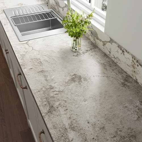 Livelynine Concrete Look Wallpaper Peel and Stick Bathroom Wallpaper Self - Image 3