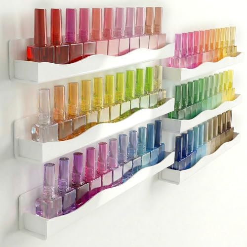 YMVV 15" Nail Polish Racks Wall Mounted Shelf, 6 Pack White Acrylic Nail Polish by YMVV