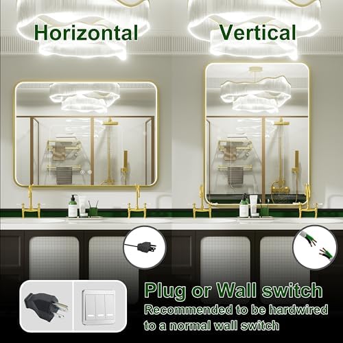 48"x36" Gold LED Bathroom Mirror - Image 6