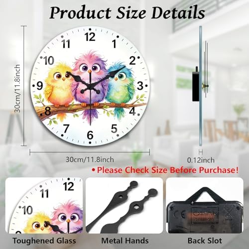 peacoblue Cartoon Bird Wall Clocks Battery Operated - Image 2