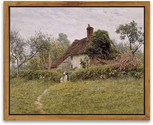 InSimSea Framed Canvas Wall Art Vintage Decor, Classical Landscape Watercolour by InSimSeaArt