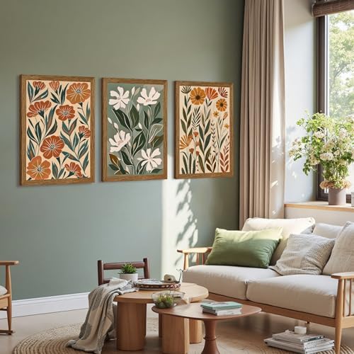 Urmoya 3 Pieces Boho Floral Decor Flower Market Wall Art, 16x24 Inch - Image 5