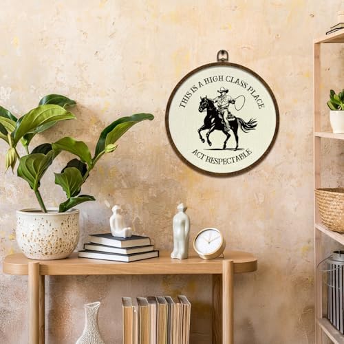 Round Wall Art Framed, Funny Cowboy Round Wall Decor –This Is a High Class - Image 6