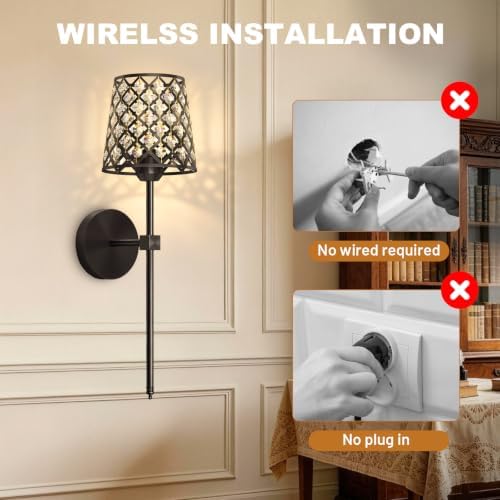 Crystal Battery Operated Wall Sconces Set of 2, Dimmable 12 RGB and 3CCT Wall - Image 5