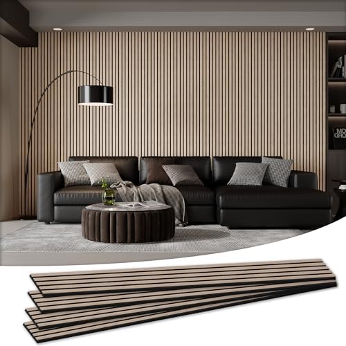 4 Pack 105.9" x 12.6" x 0.8" Acoustic Wall Panels Sound Absorbing, Wood Slat by LDB_BUILDING