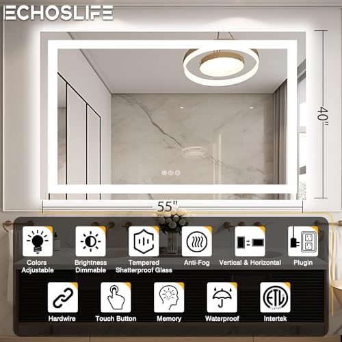 EchosLife 55"x40" Bathroom Mirror - Image 2
