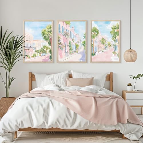 Charleston South Carolina Wall Art Preppy Watercolor Posters Pastel Coquette - Image 6