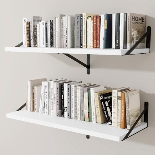 Deep Wall Shelves 36"W x 12"D Engineered Wood Floating Shelves by Venusmiles