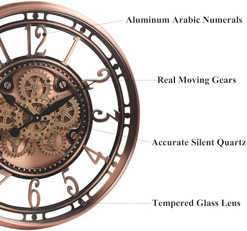 CLXEAST 28" Oversized Moving Gear Wall Clock - Image 3