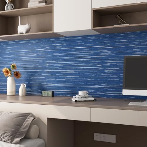 Livelynine 15.8x197 Navy Peel and Stick Wallpaper Textured Dark Blue Grasscloth - Image 5
