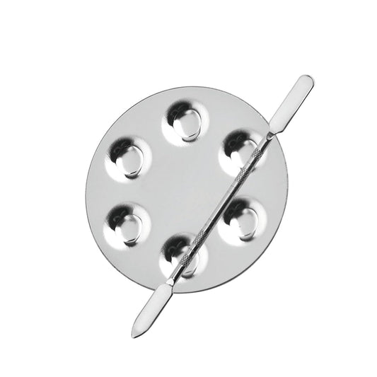 Metal Mixing Palette Makeup Spatula, Foundation Mixing Palette Hand, Make Up Tools Mini Mixing Tray with Finger Ring, Small Makeup Mixing Palette, Pack of 2