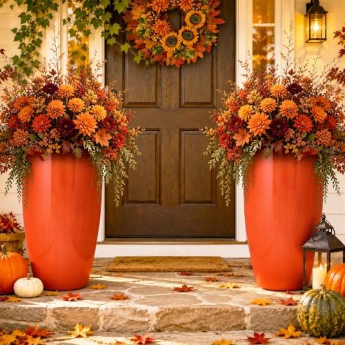 Autodaya 24" Faux Ceramic Large Planters by Unknown