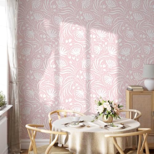 Ismoon Boho Peel and Stick Wallpaper Pink Floral Contact Paper Boho Stick on - Image 4