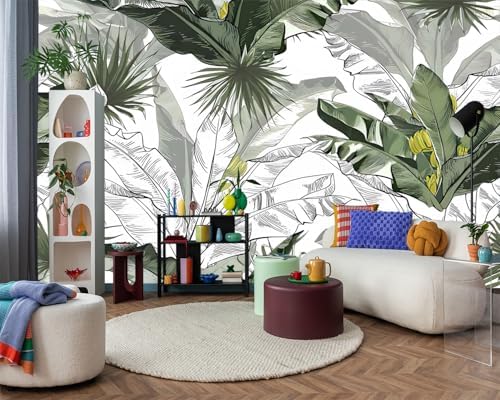 -Tropical Botanical Banana Leaf Large Backdrop Fabric Wallpaper Leaf Living - Image 2