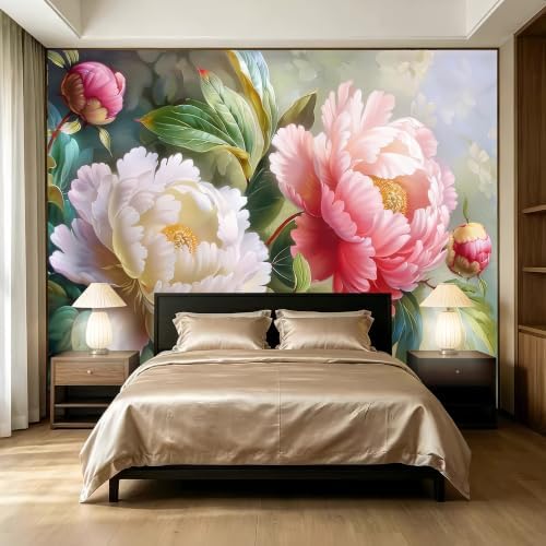 Realistic and Dreamy Digital Art, Blooming Peony Flowers, Illustration Style by SIDIANYA