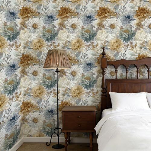 Vintage Floral Peel and Stick Wallpaper, Neutral Botanical Peony Wallpaper - Image 7