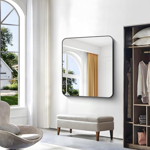 BONEWEI 36x40 inch Bathroom Mirror, Wall Mounted Bathroom Frame Vanity Mirror - Image 5