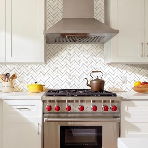 STICKGOO 10 Sheets Herringbone Peel and Stick Backsplash, Stick on Aluminum - Image 2