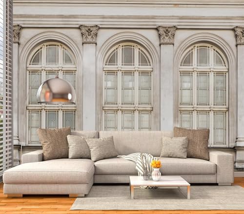 Vintage European Building Arch Windows Wallpaper Peel Stick by Cliouar