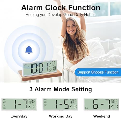 14.5" LCD Large Digital Wall Clock, Battery Operated, Auto DST Sync - Image 4