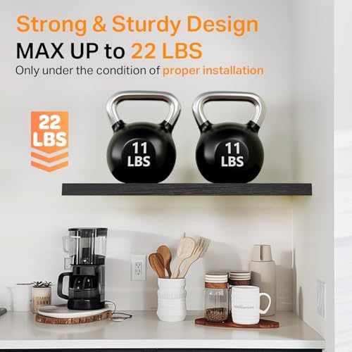 BAYKA Black Floating Shelves 22.5in, Wall Mounted - Image 5