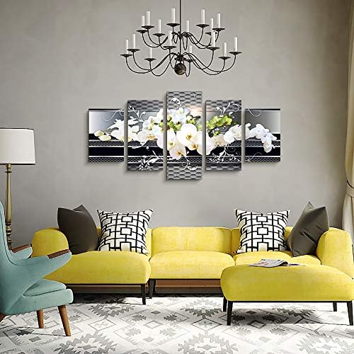 5 Piece Wall decor Canvas art for living room Picture Butterfly Orchid Flowers - Image 4