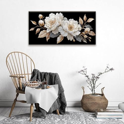 Elegant White Flower Wall Art Prints 20"x40" Canvas Wall Art - Image 6