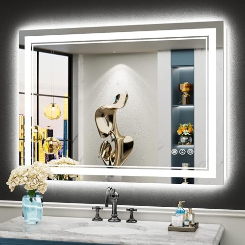 40x30 LED Bathroom Mirror, Backlit & Front Lit Lighted Mirror by Awandee
