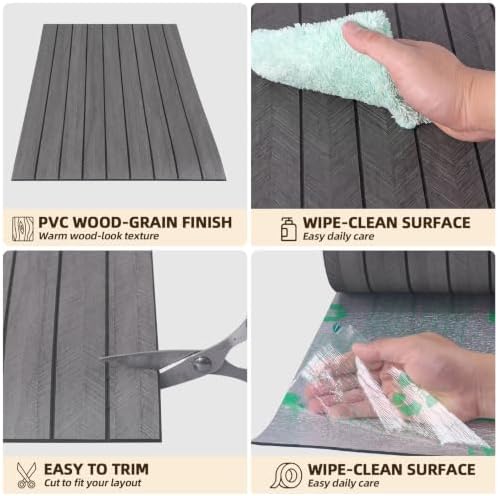 Peel and Stick Wood Slat Wall Panels, Dark Gray, 118 x 15.7 in - Image 6