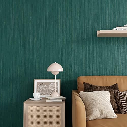 CRE8TIVE Teal Green Grasscloth Peel and Stick Wallpaper - Image 4