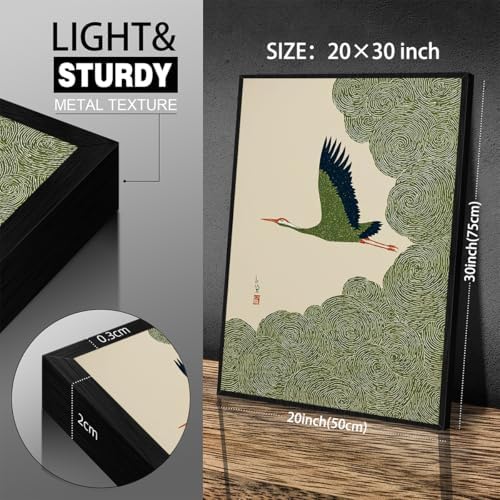 Japanese Flying Black Framed Wall Art Nature Bird Pictures Aesthetics Posters - Image 3