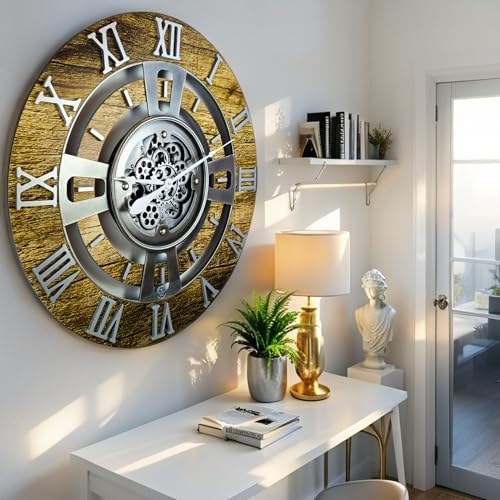 ImprovingLife The Gears Clock Real Moving Gear Wall Clock England Line) - Image 4