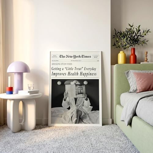 Funky Black and White Newspaper Wall Art 12x16 in White Framed Humor Quotes - Image 7