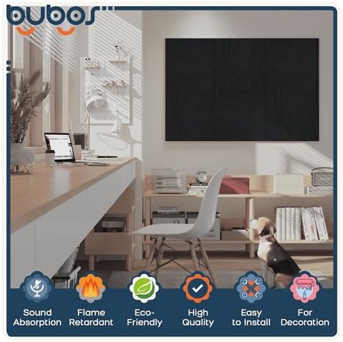 BUBOS 6-Pack Art Acoustic Panels, Self-Adhesive Sound Panels, 23.6"x23.6" - Image 3