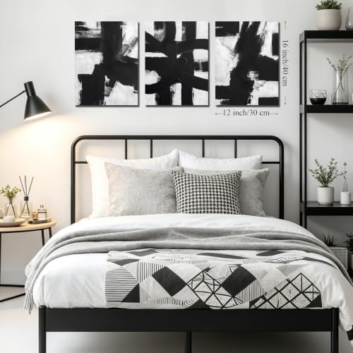 MXUNYZ 3 Piece Abstract Wall Art Black and White Minimalist Canvas Painting - Image 4