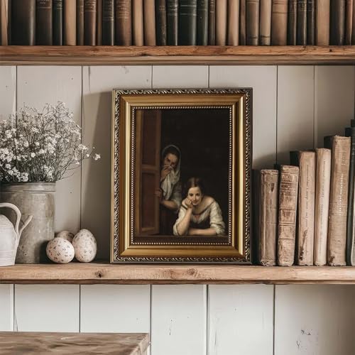 uniro Vintage Gold Framed Wall Art, Vintage Woman Portrait Canvas Art Prints - Image 5