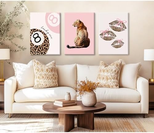 Pink Cheetah Wall Art Decor Leopard Preppy Trendy Canvas Poster Fashion - Image 4