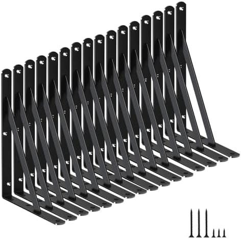 16 Pack L11 x H 8" Black Heavy Duty Shelf Brackets by MHMYDZ