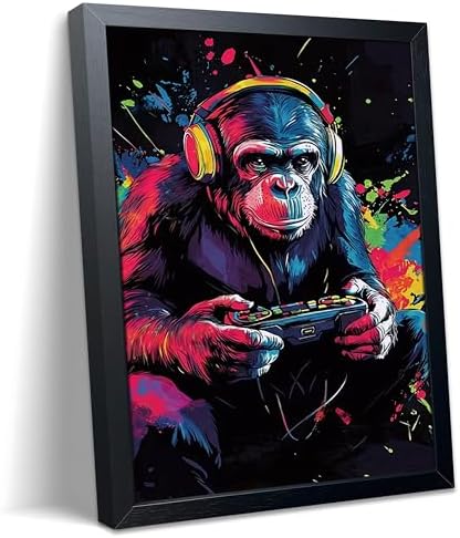 Gamer Monkey Wall Art, Gorilla Playing Video Game by Unknown