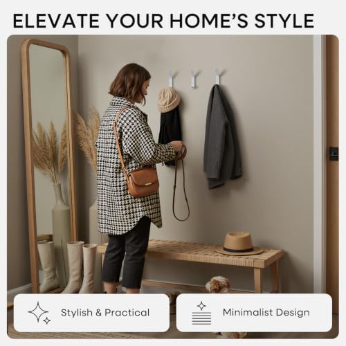 Homeforia White Wall Coat Hooks, High-End Metal, Heavy Duty - Image 2