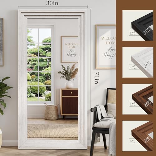 Wood Full Length Mirror 71"x30", Large Solid Wood Frame Floor Mirror - Image 2