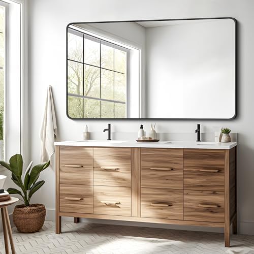 DESBING 30 x 50 Inch Bathroom Mirror, Matte Black Wall Mirror - Image 2